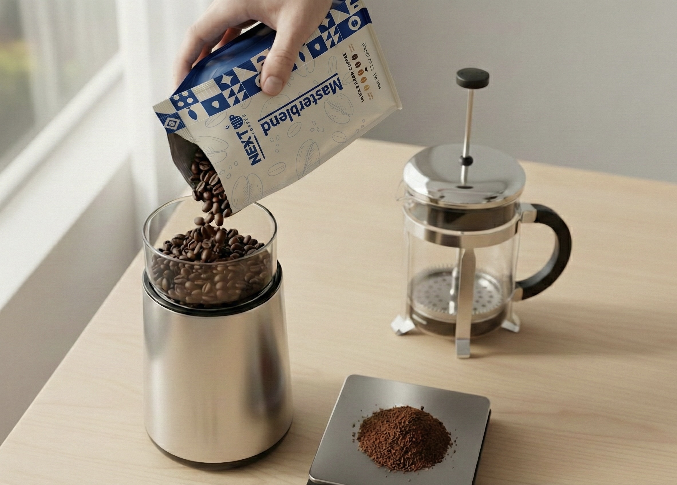 Frist step of french press making